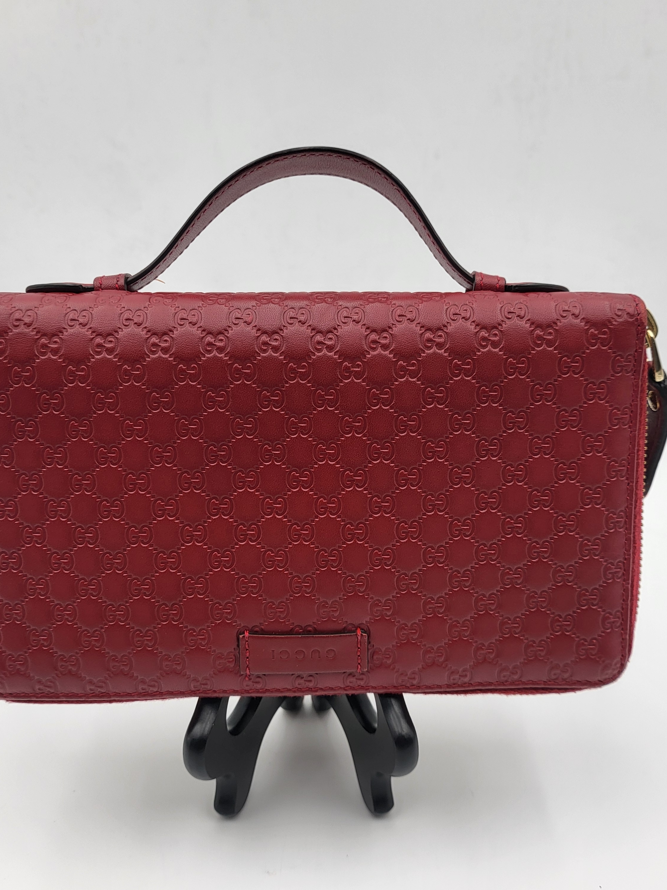 Gucci Red Micro Guccissima Calfskin Leather Travel Wallet..Authentic...